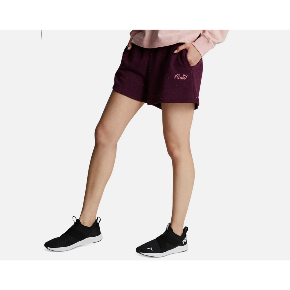 Puma Women Live In French Terry 4" Shorts Dark Jasper Size XL